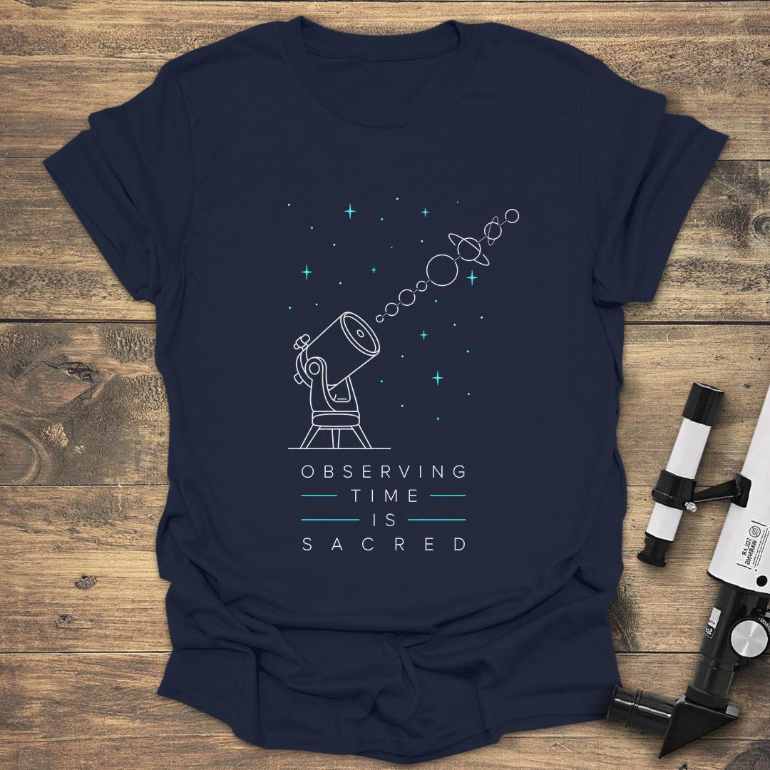 Observing Time is Sacred Minimalist - Navy T-Shirt