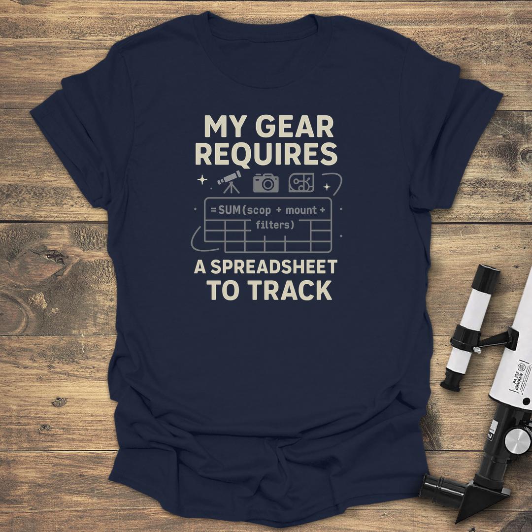 My Gear Requires Spreadsheet - Navy T-Shirt