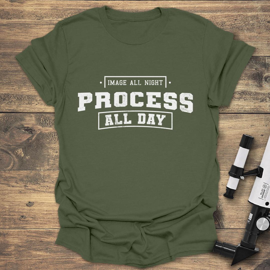 Image All Night Process All Day - Military Green T-Shirt