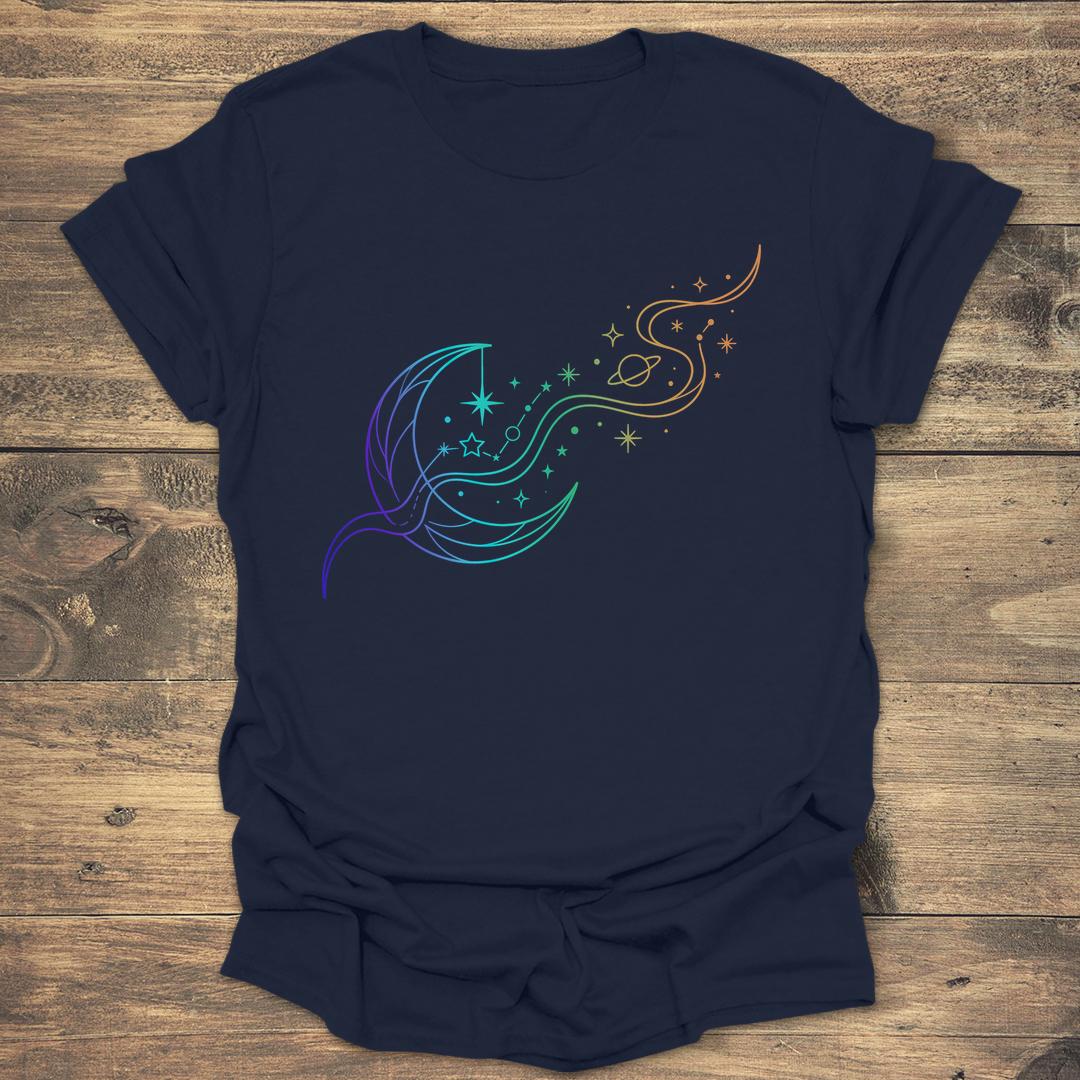 Starlight Trail Celestial Moon - Navy T-Shirt