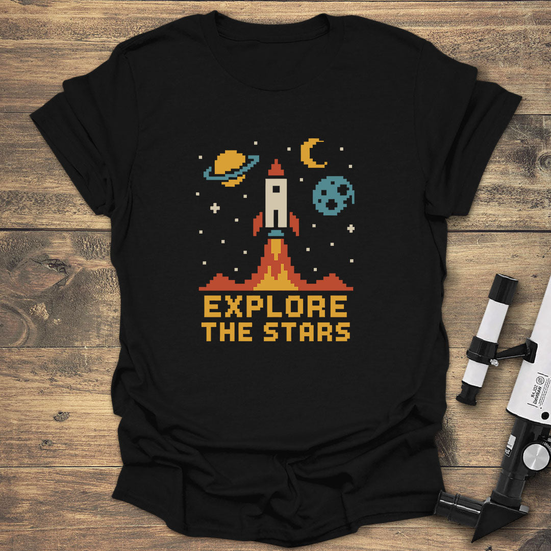 Explore the Stars Pixel Rocket