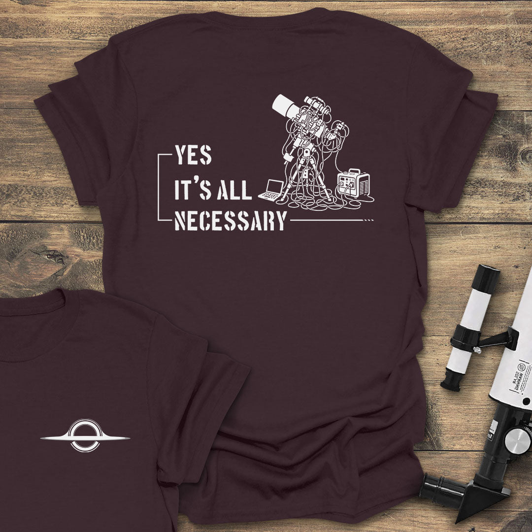 Necessary Telescope Back print - Dark Chocolate T-Shirt