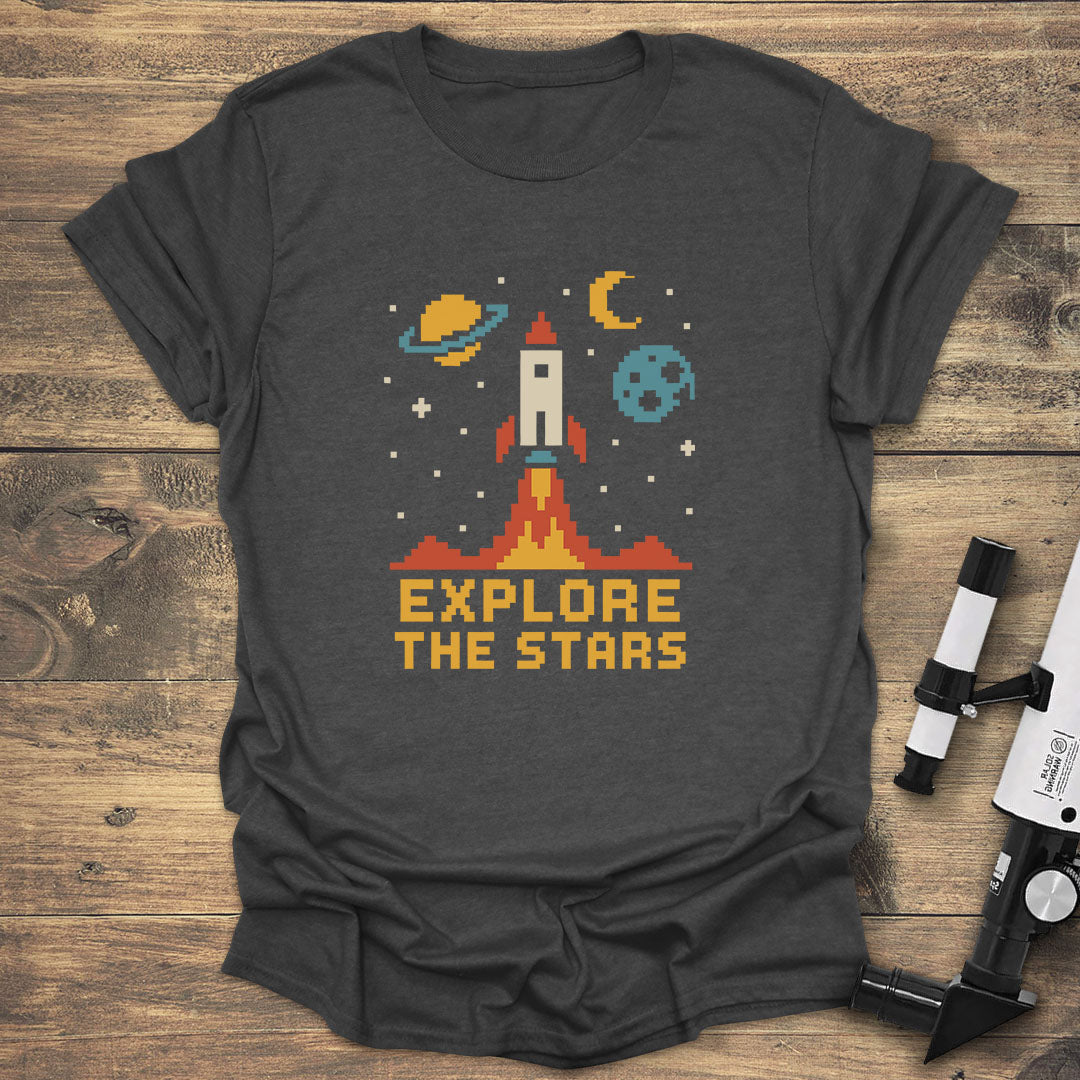 Explore the Stars Pixel Rocket