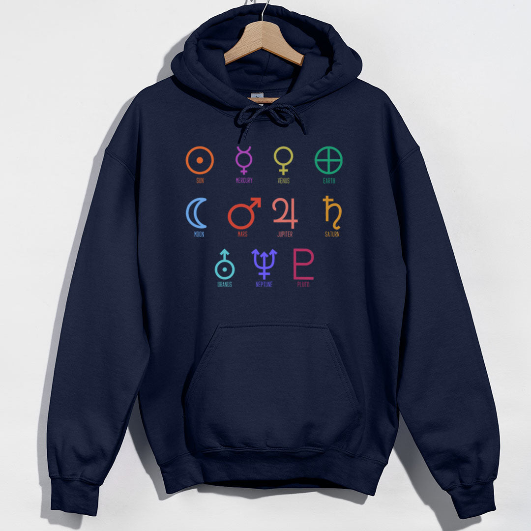 Solar System Symbols Hoodie - Navy Hoodie