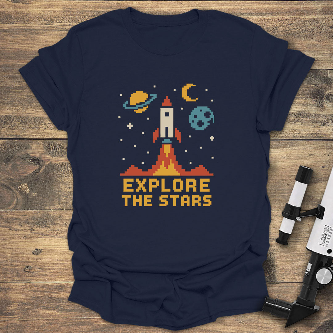 Explore the Stars Pixel Rocket