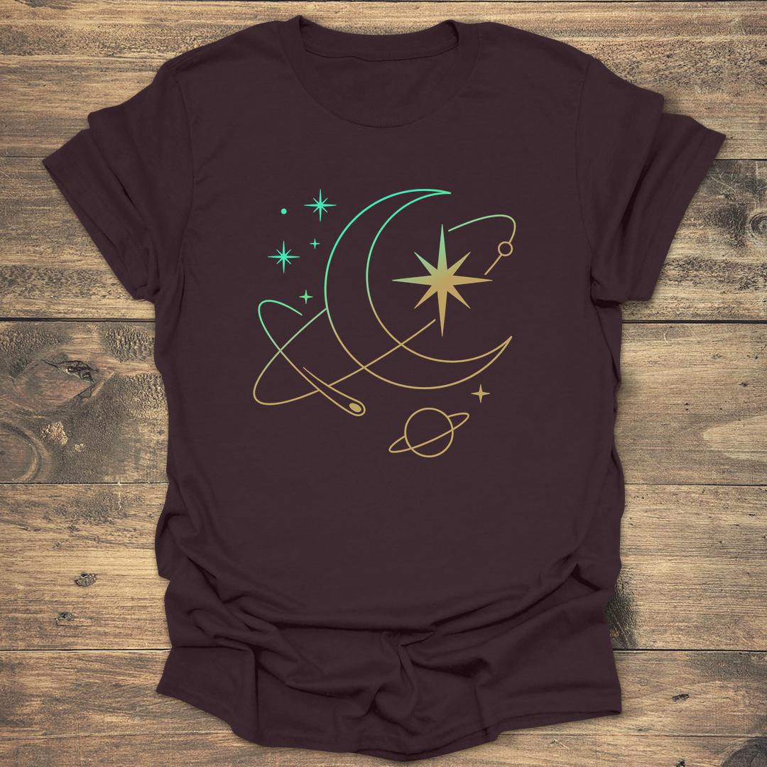 Radiant Moon and Saturn Gradient - Dark Chocolate T-Shirt