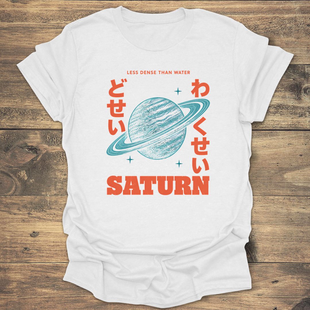 Saturn Less Dense Than Water - White t-shirt