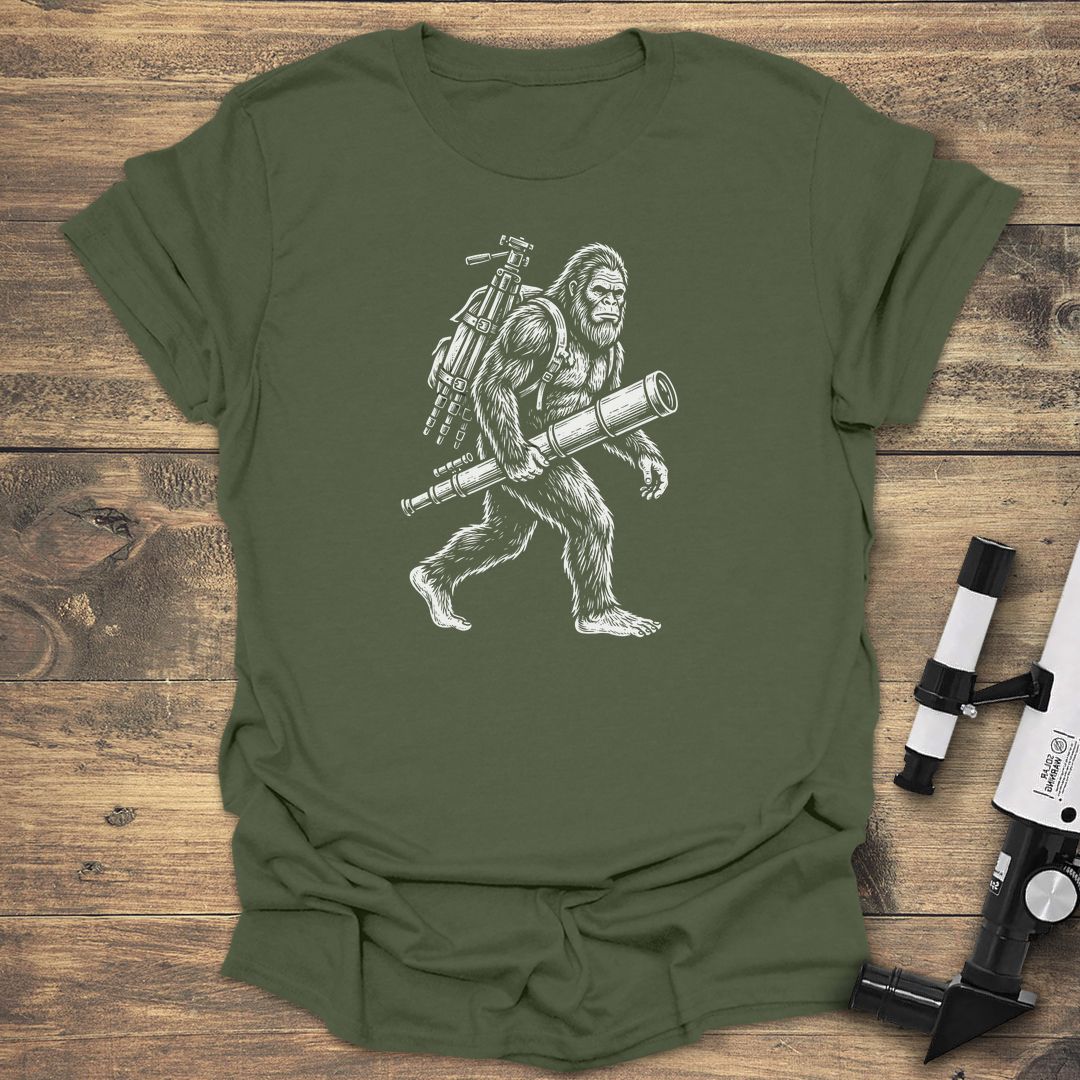 Bigfoot Telescope Stargazer - Military Green t-shirt