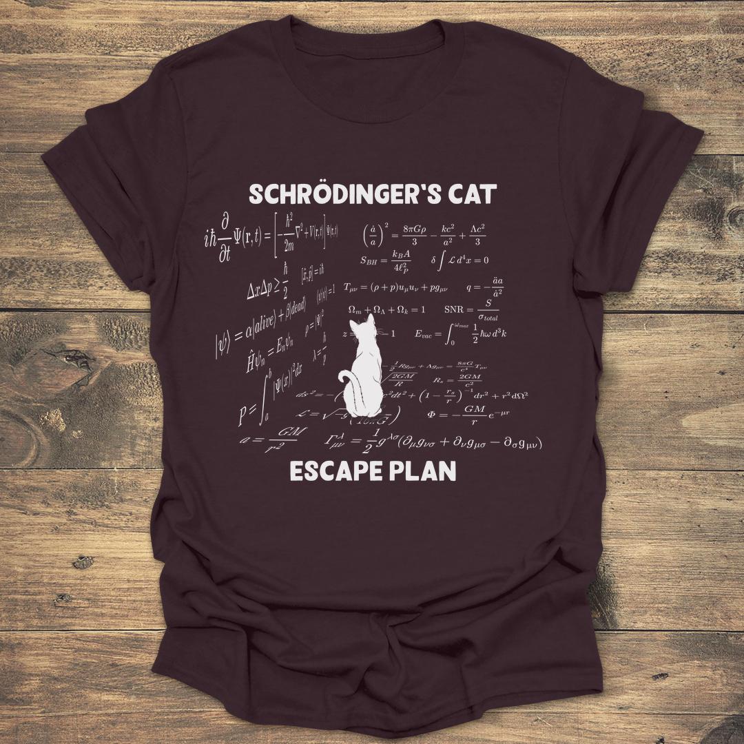 Schrödinger's Cat Escape Plan - Dark Chocolate T-Shirt