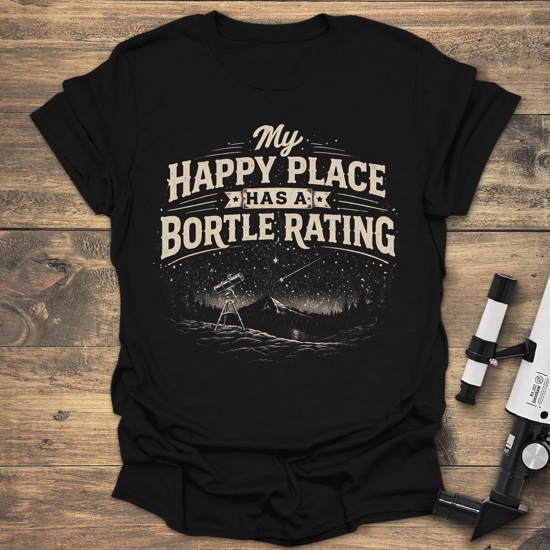 My Happy Place Has A Bortle Rating - Black T-Shirt