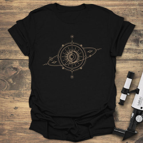 Celestial Compass Abstract Art - Black T-Shirt