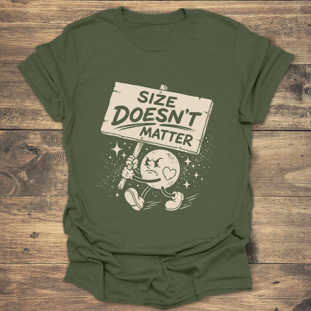 Size Doesn't Matter Moon - Military Green t-shirt