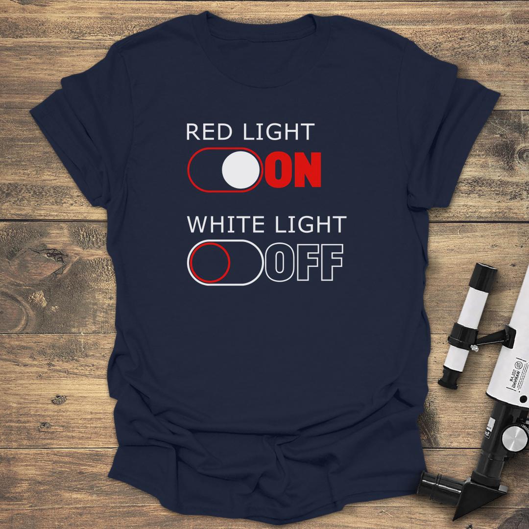 Red Light On White Light Off - Navy T-Shirt