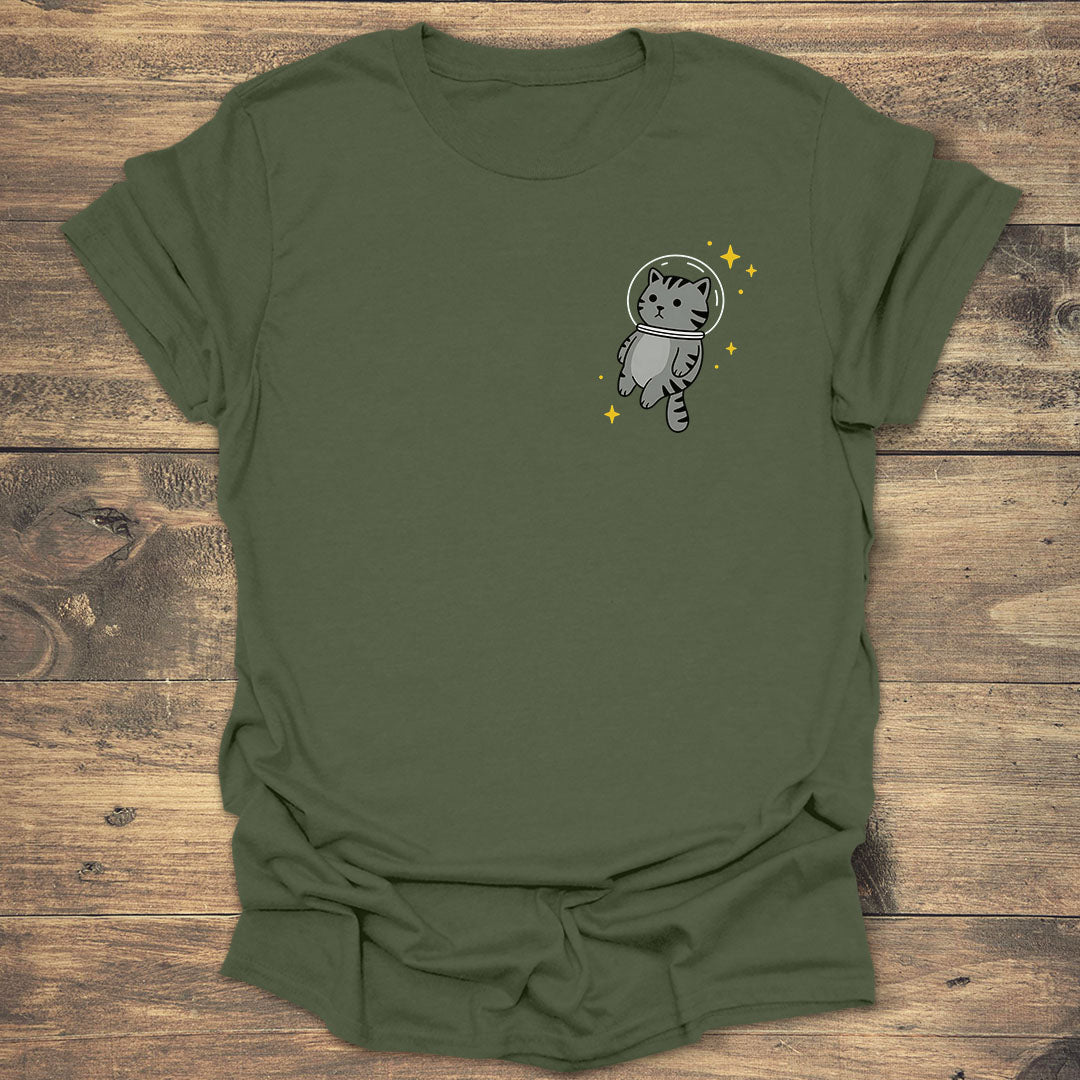 Astro-Cat Space Explorer - Military Green T-Shirt