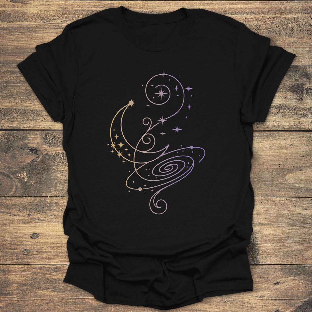 Celestial Nebula Gradient Swirl - Black T-Shirt