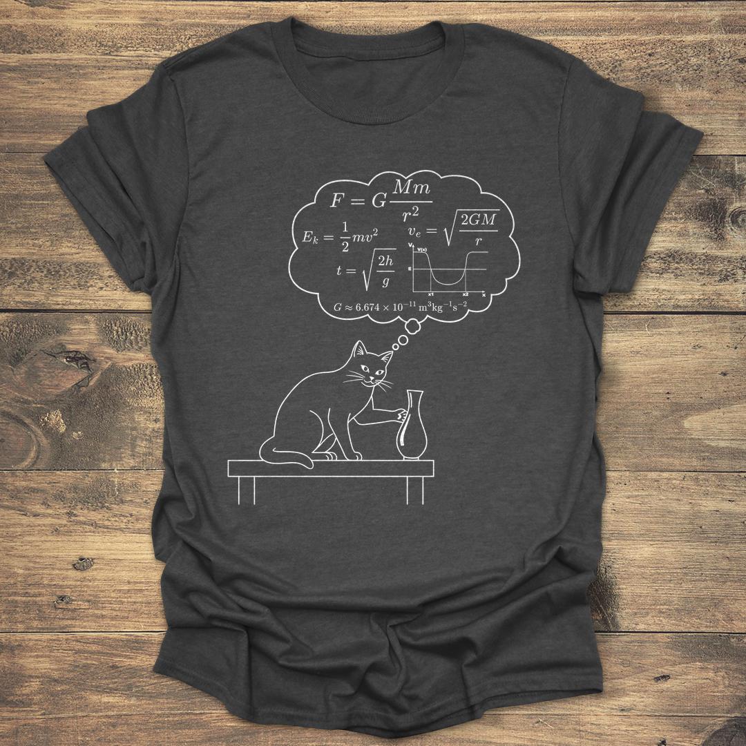 Physics Cat Gravity Equations - Dark heather T-Shirt