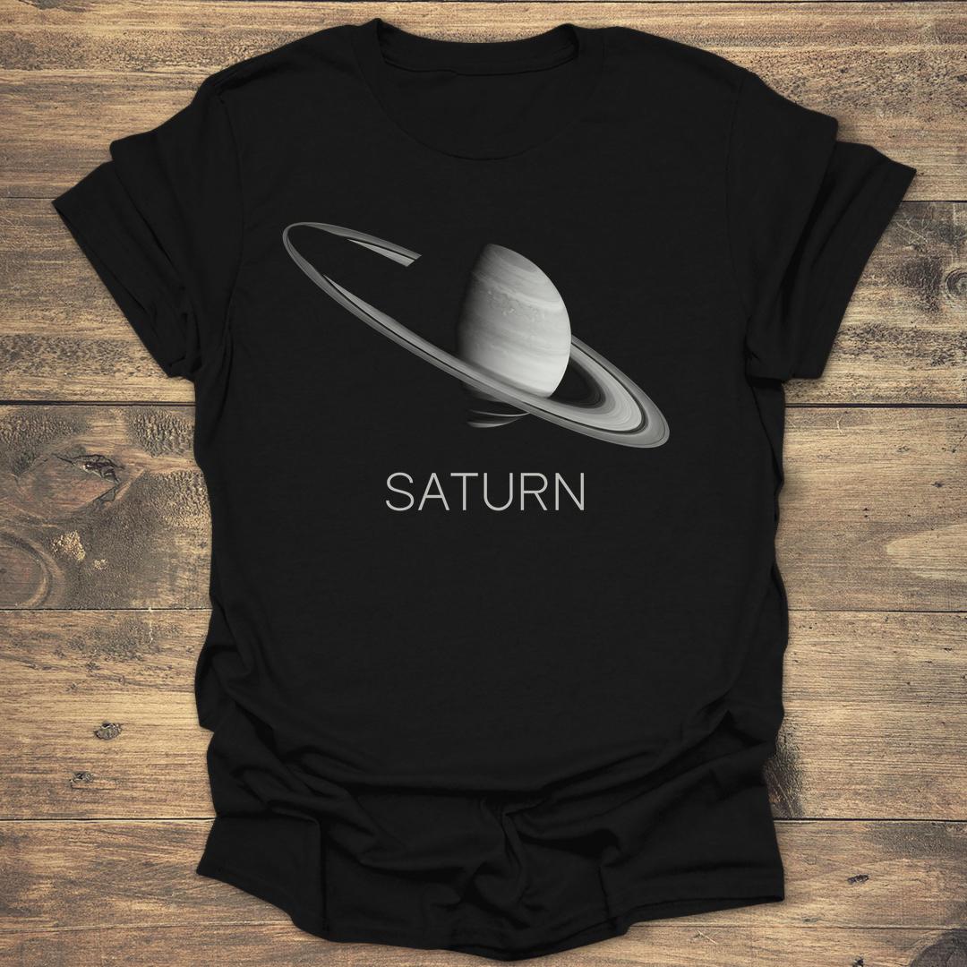 Saturn Rings Cinematic Astronomy - Black T-Shirt