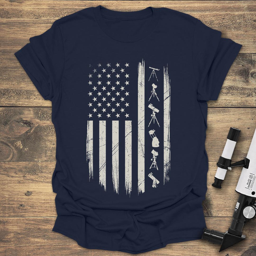 Telescope US Flag - Navy T-Shirt