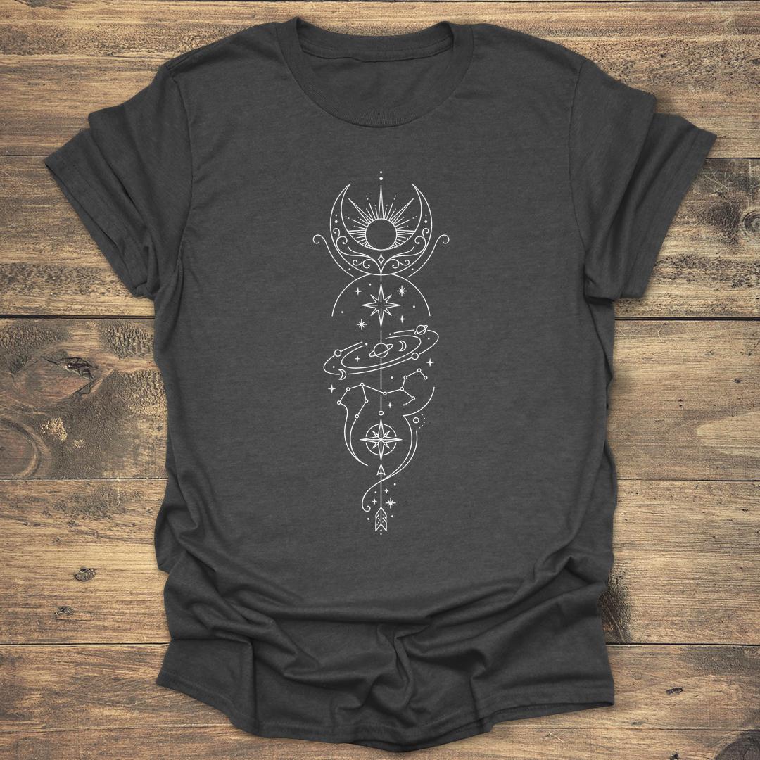 Celestial Totem Solar Alignment Arrow Constellation - Dark heather T-Shirt
