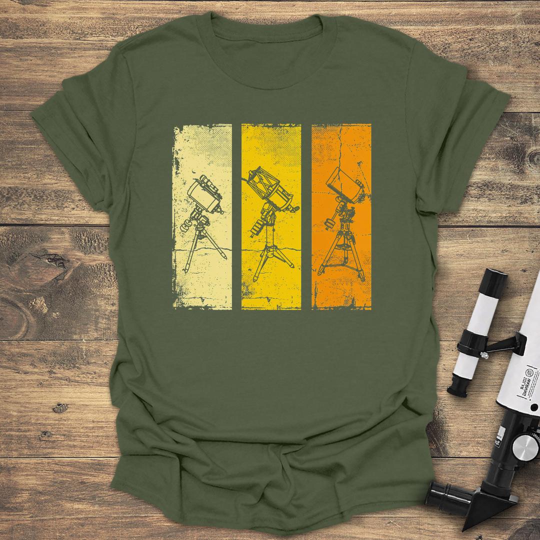 Retro Telescope Trio - Military Green T-Shirt