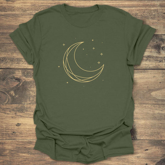 Geometric Crescent Minimalist - Military Green T-Shirt