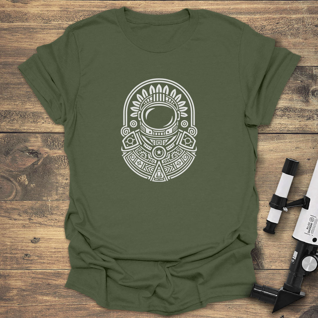 Aaztec astronaut - Military Green T-Shirt