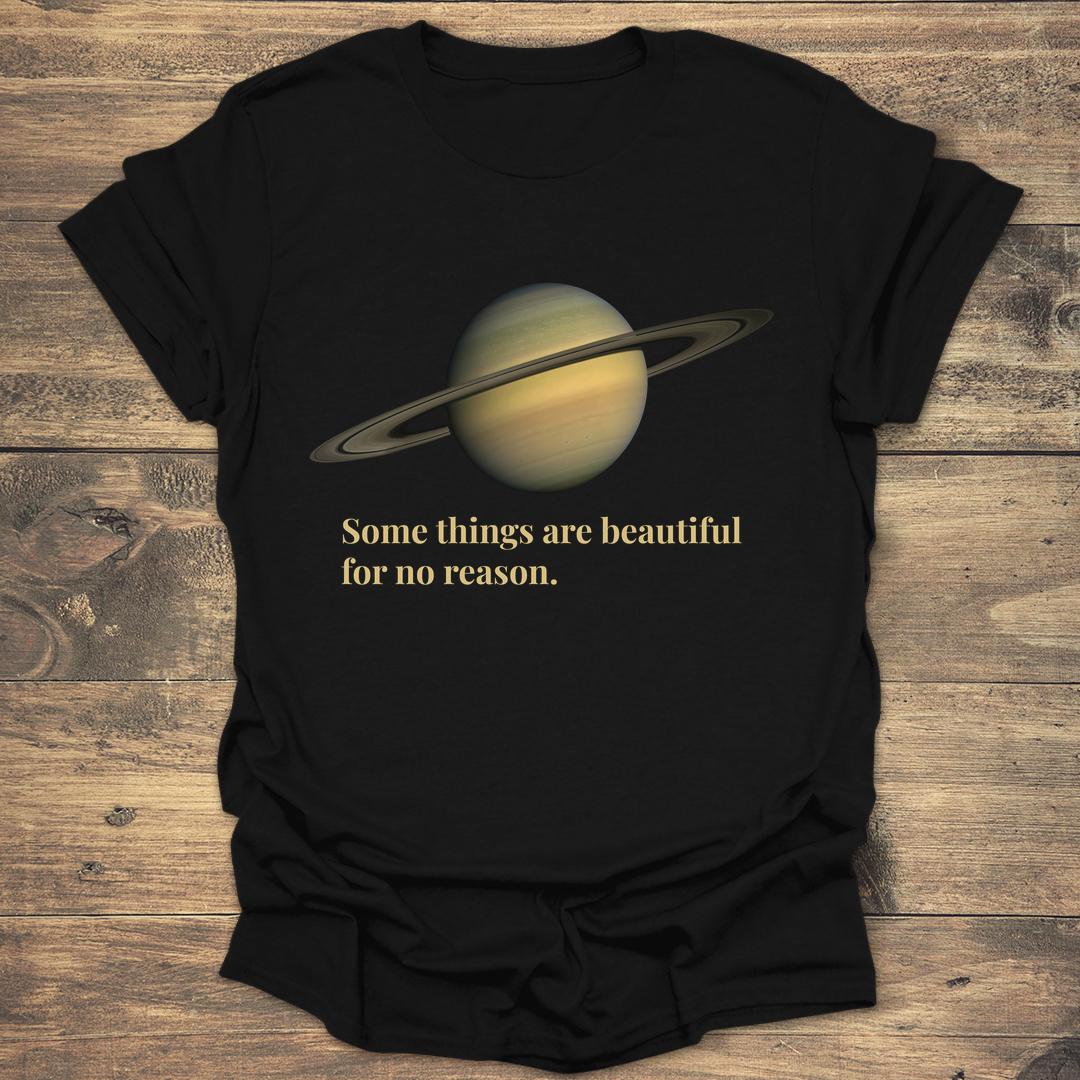 Some Things Are Beautiful For No Reason Saturn - Black T-Shirt