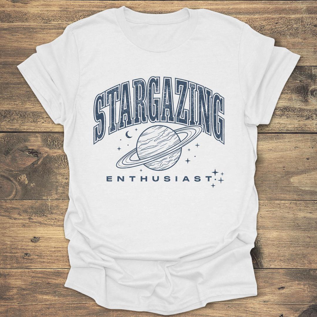 Stargazing Enthusiast Saturn - White T-Shirt