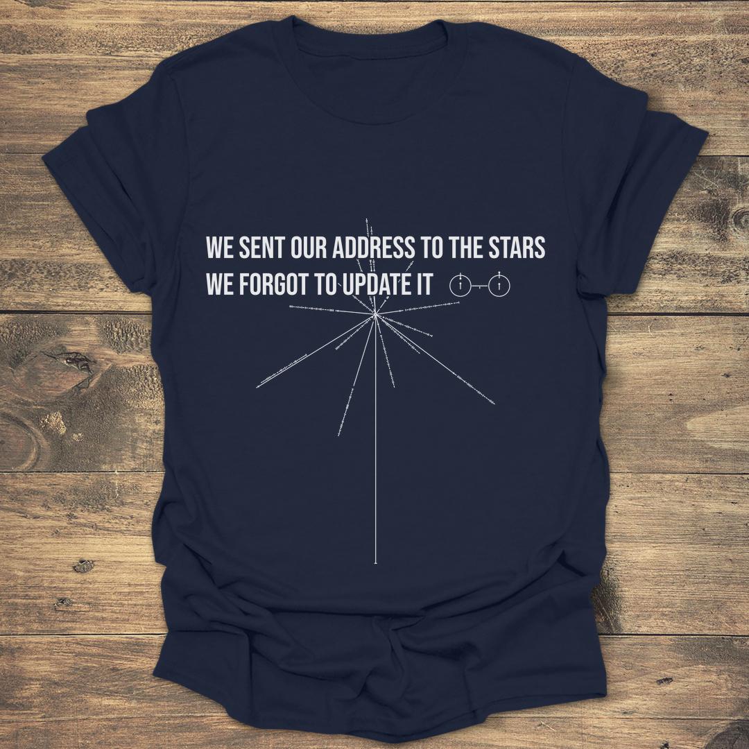 We Sent Our Address To The Stars Pluto Demoted - Navy T-Shirt