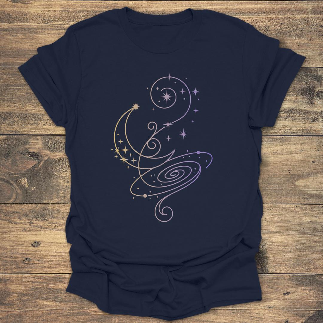 Celestial Nebula Gradient Swirl - Navy T-Shirt
