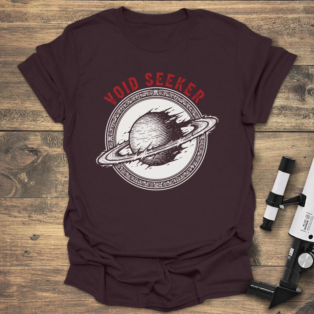 Void Seeker Dark Aesthetic Saturn - Dark Chocolate T-Shirt