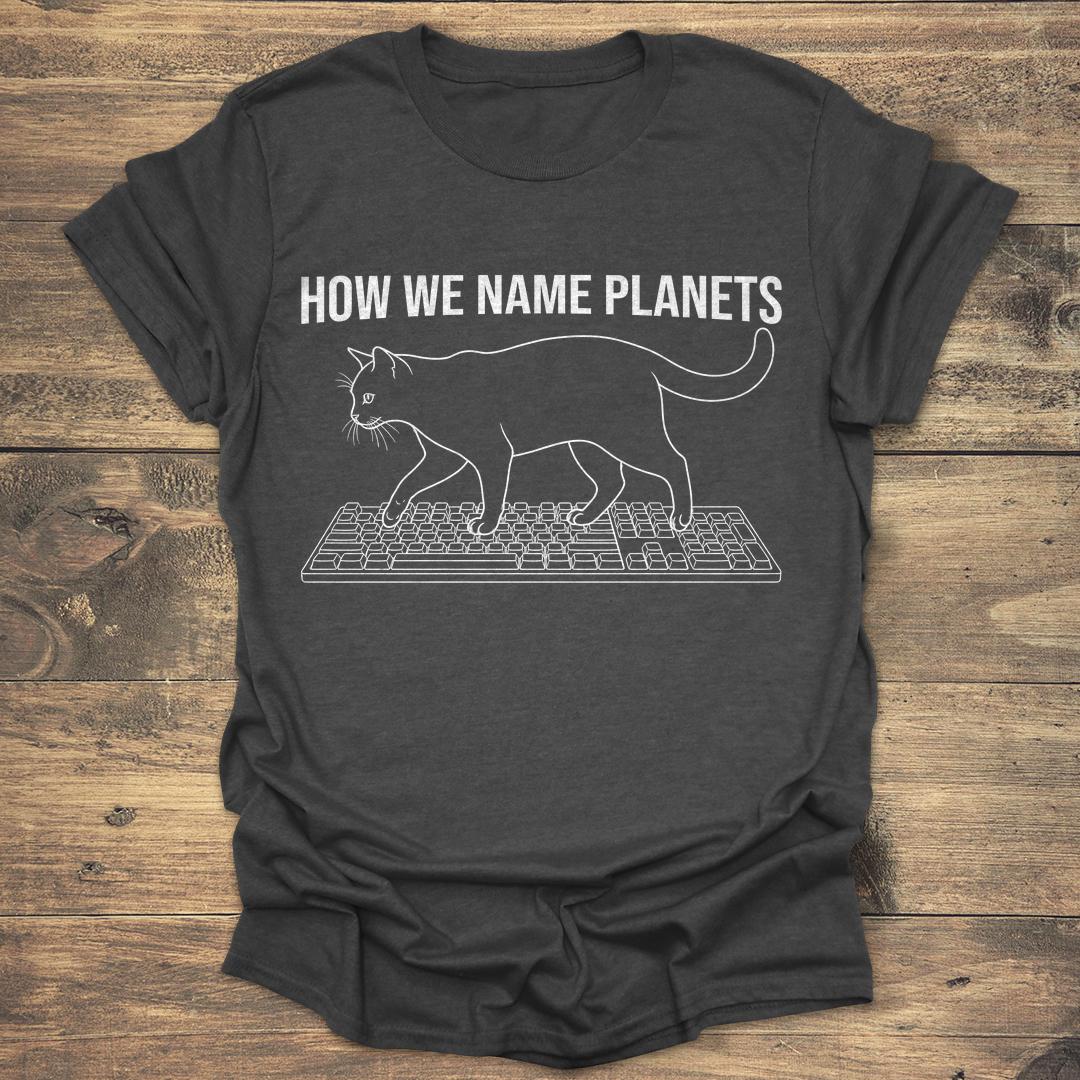 Naming Planets Cat - Dark heather T-Shirt