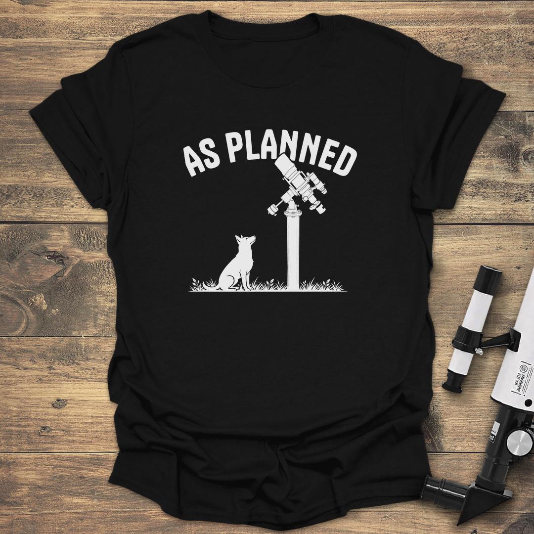 As Planned Dog and Telescope - Black T-Shirt