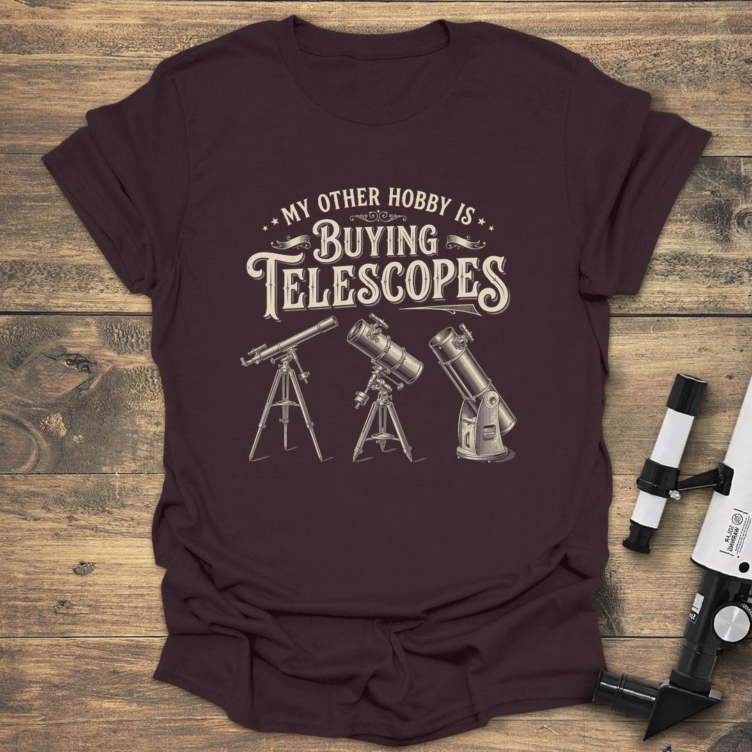 Buying Telescopes Hobby - Dark Chocolate t-shirt