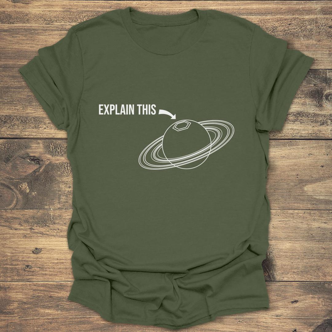 Explain This Saturn Hexagon - Military Green T-Shirt
