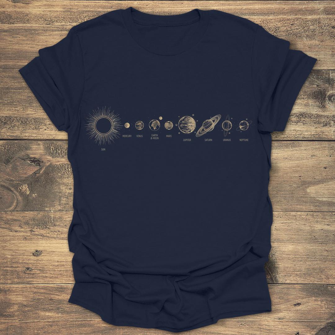 Annotated Solar System - Navy T-Shirt