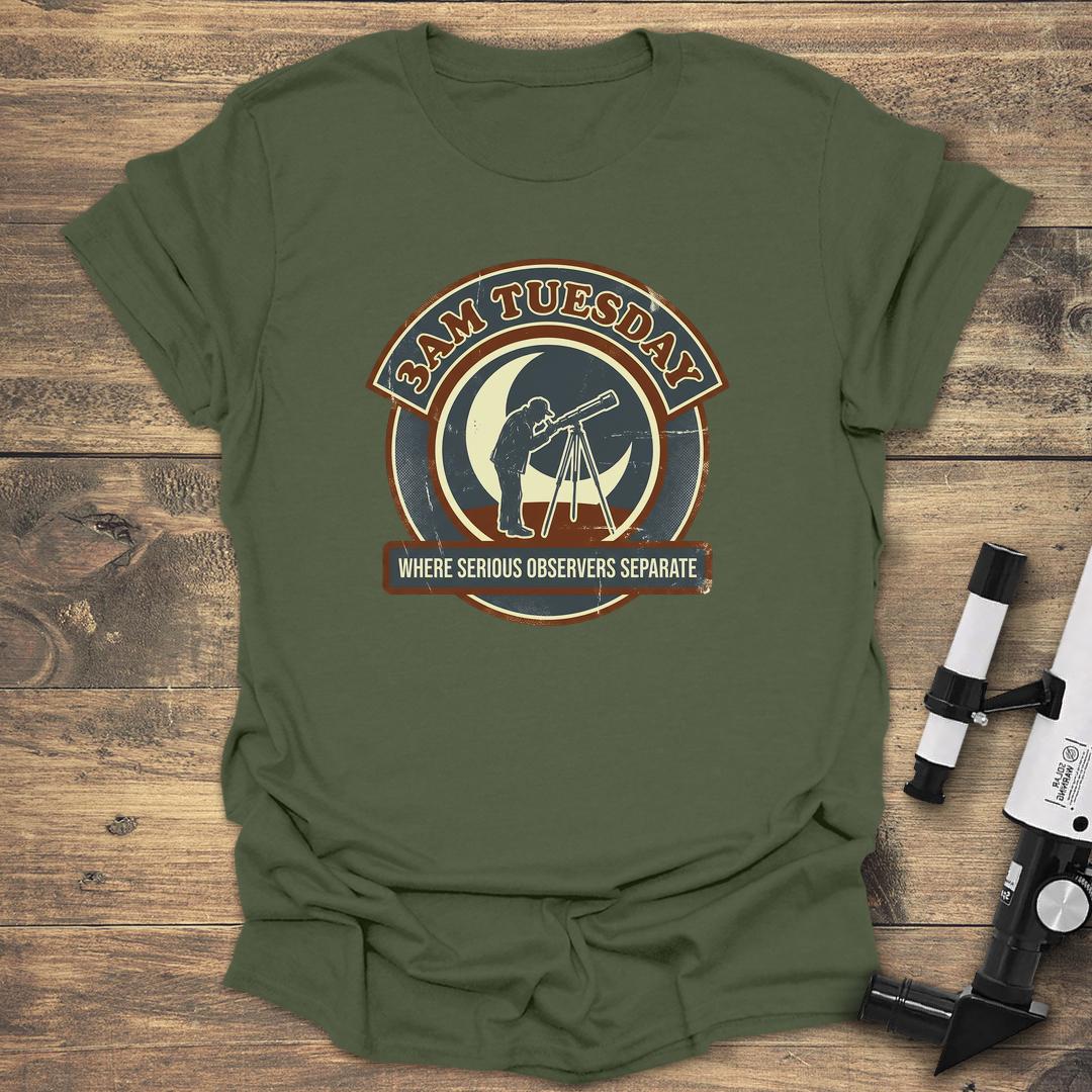 3AM Tuesday Serious Observers Separate - Military Green T-Shirt