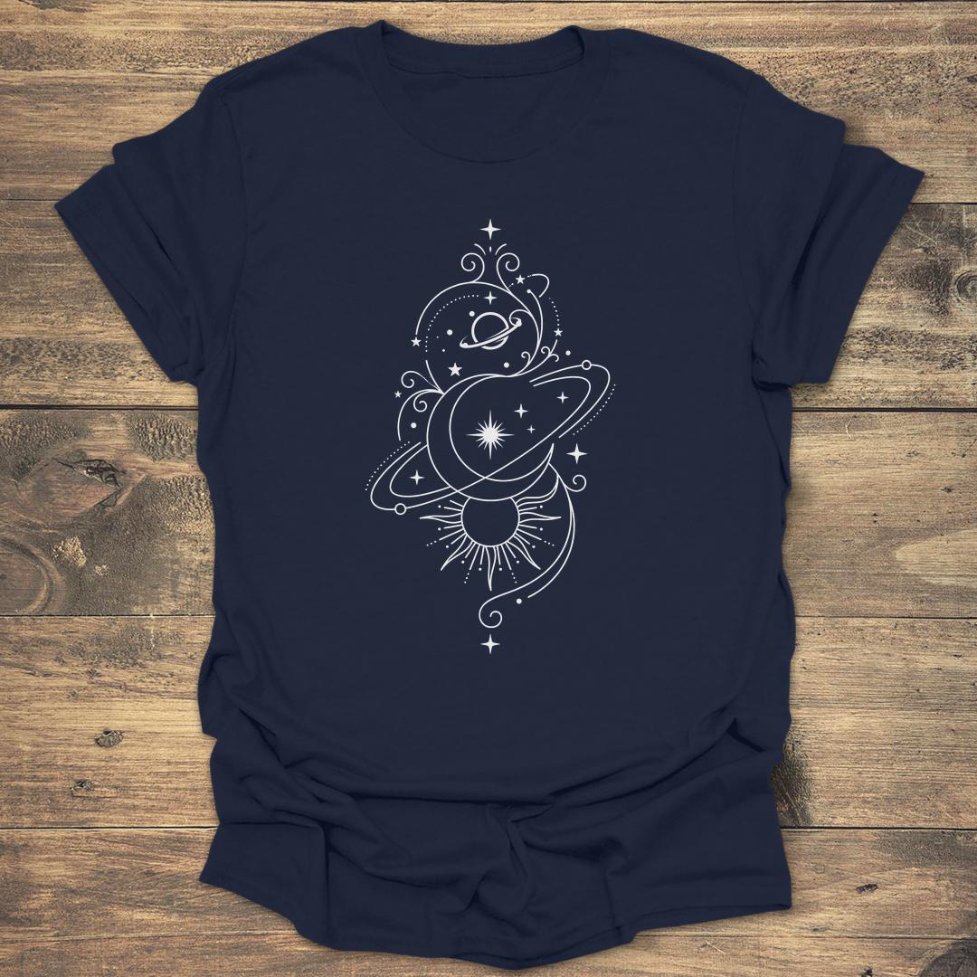 Whimsical Celestial Orbit - Navy T-Shirt