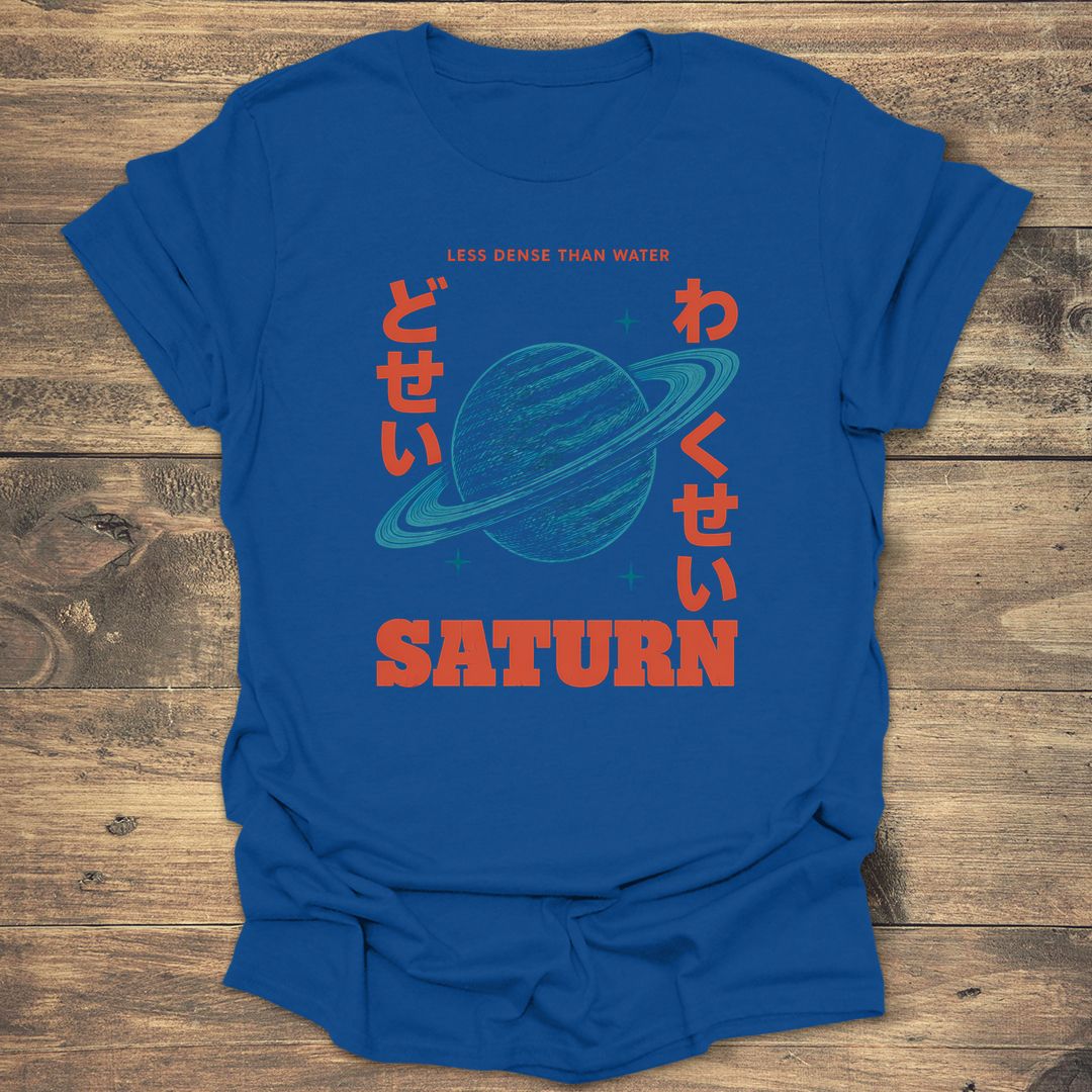 Saturn Less Dense Than Water - Royal t-shirt