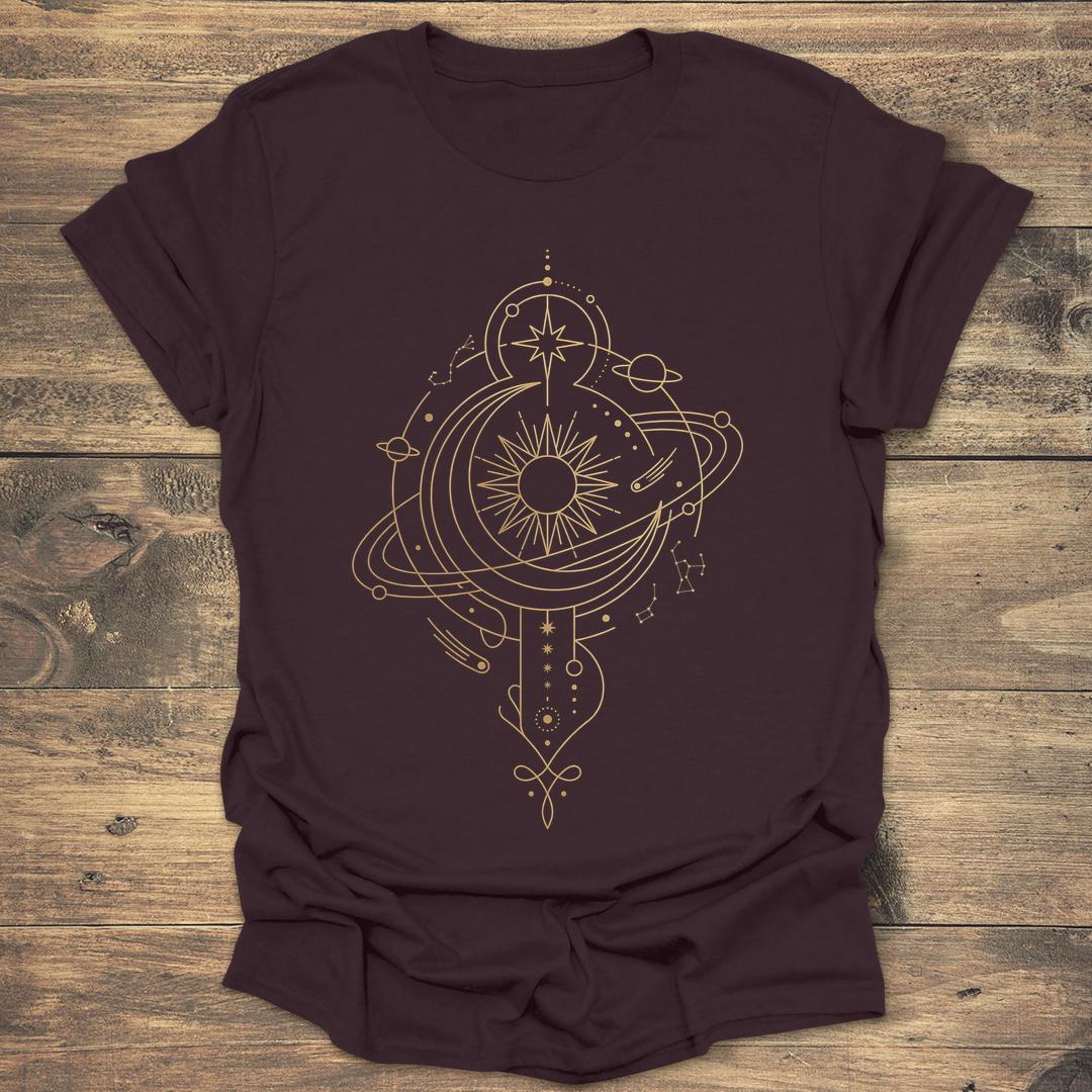 Sacred Geometry Celestial Map - Dark Chocolate T-Shirt