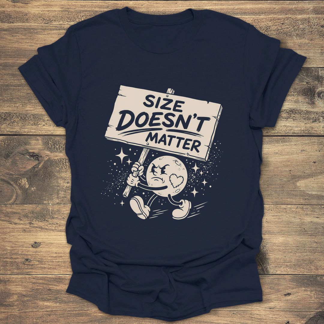 Size Doesn't Matter Moon - Navy t-shirt