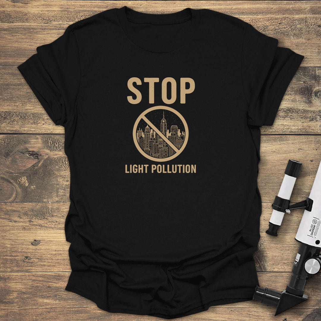 Stop Light Pollution City - Black T-Shirt