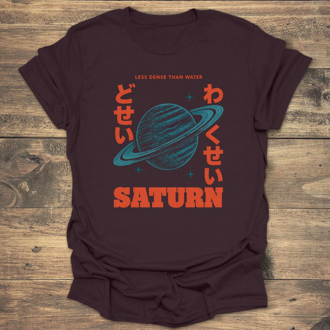 Saturn Less Dense Than Water - Dark Chocolate t-shirt