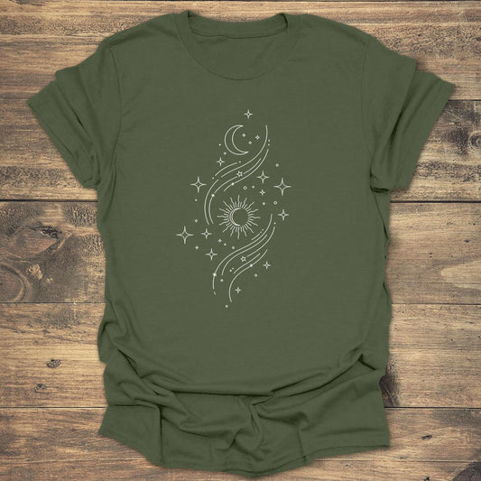 Harmony Sun Moon and Stars - Military Green T-Shirt
