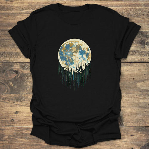 Digital Moon Circuit Board - Black T-Shirt