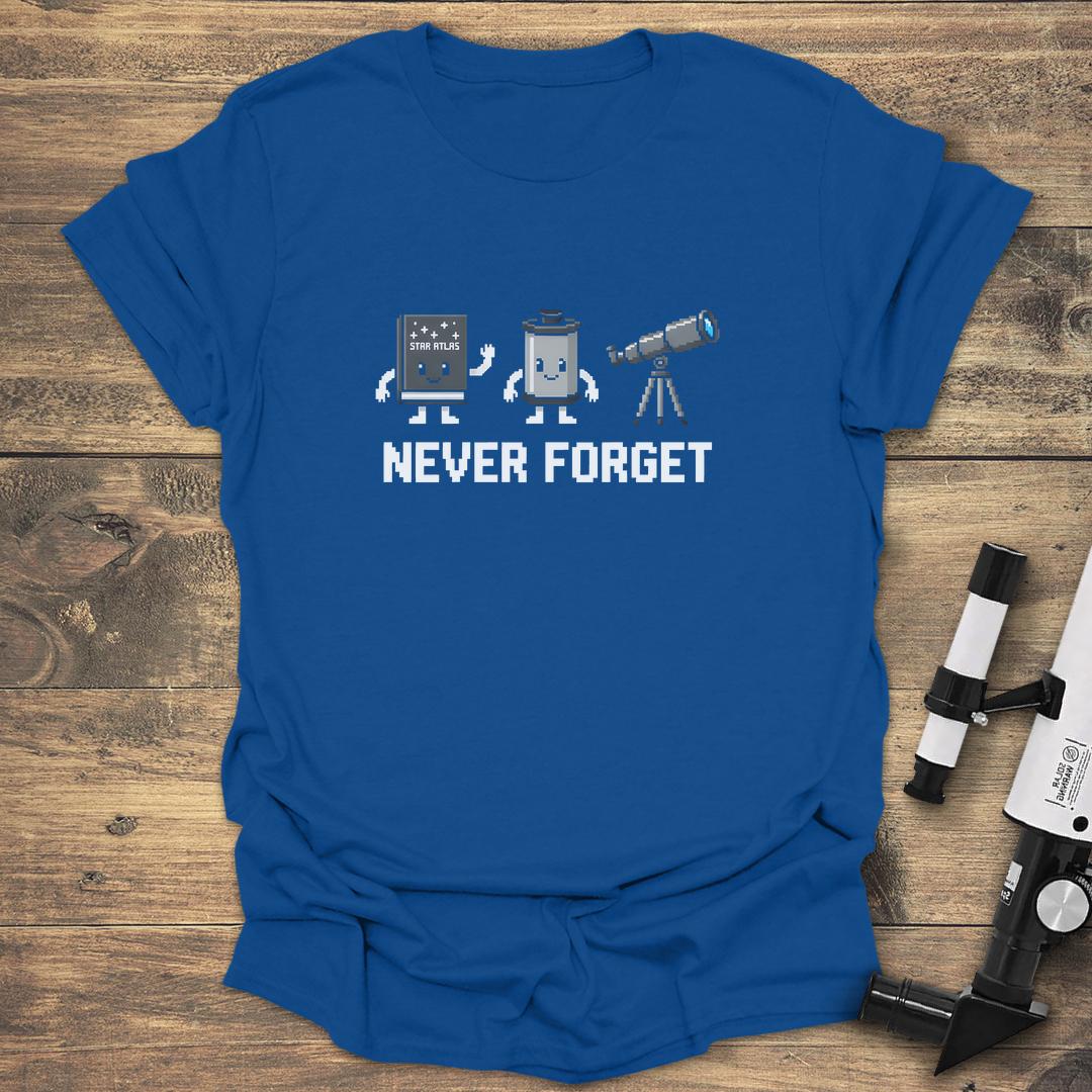 Never Forget Pixel Art Star Atlas Film Roll Telescope - Royal T-Shirt