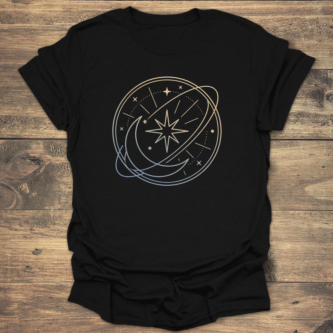 Starlight Symphony Circular Celestial Orbit - Black T-Shirt