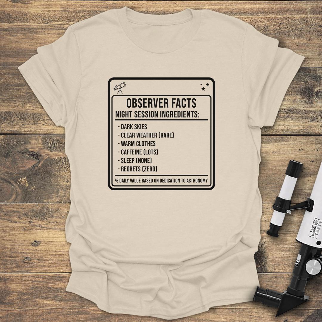 Observer Facts Night Session Ingredients - Natural T-Shirt