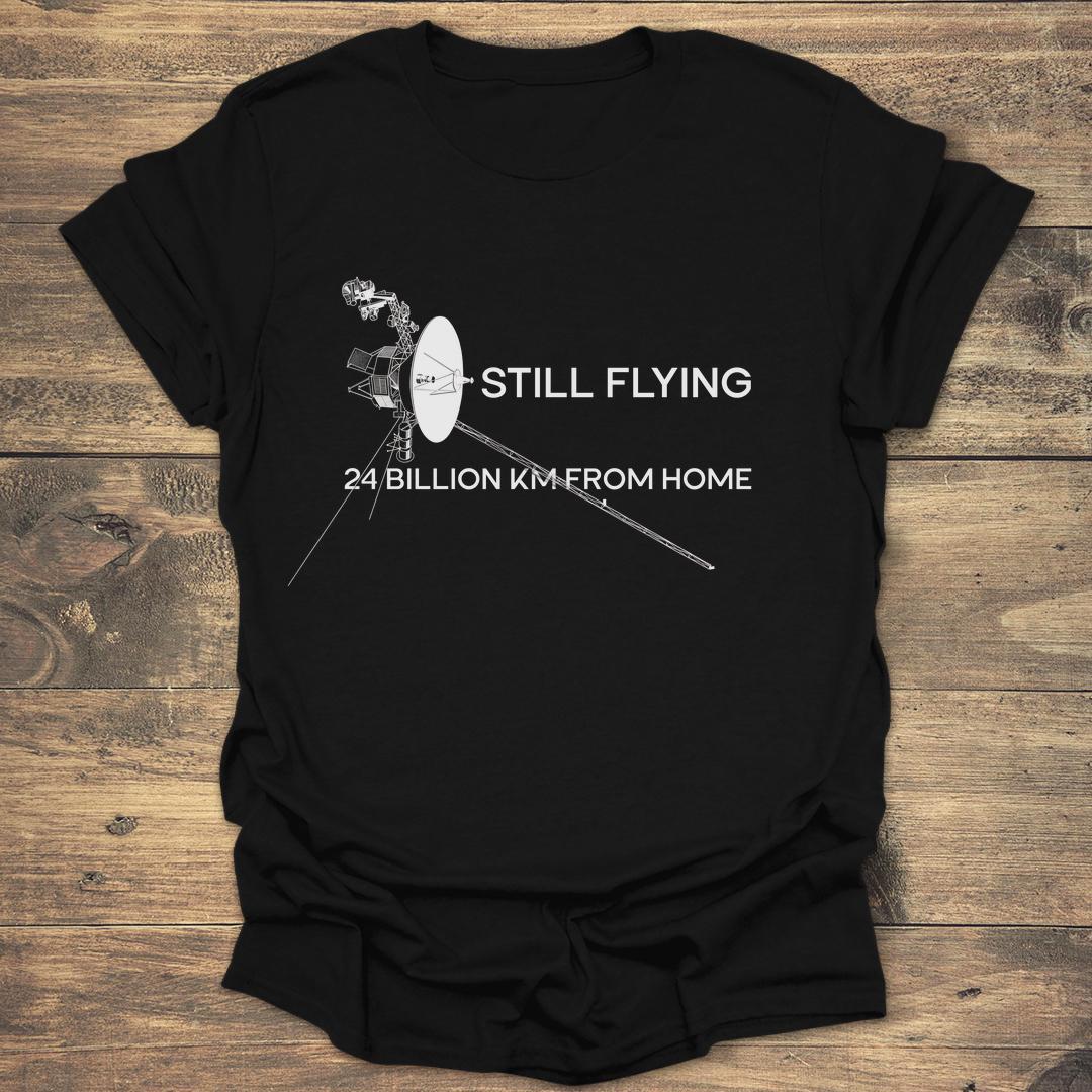 Still Flying 24 Billion KM - Black T-Shirt
