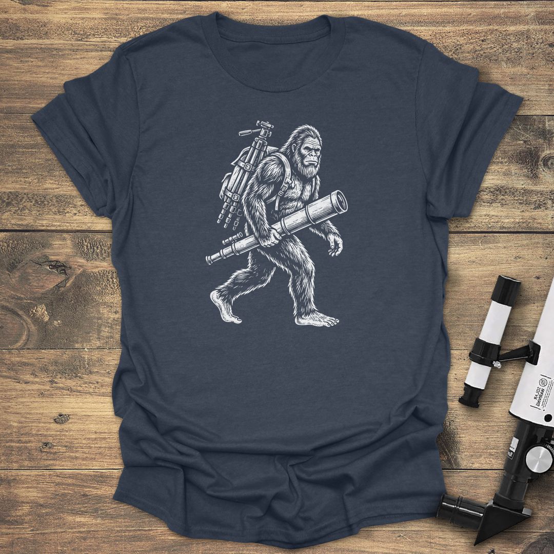 Bigfoot Telescope Stargazer - Heather Navy t-shirt